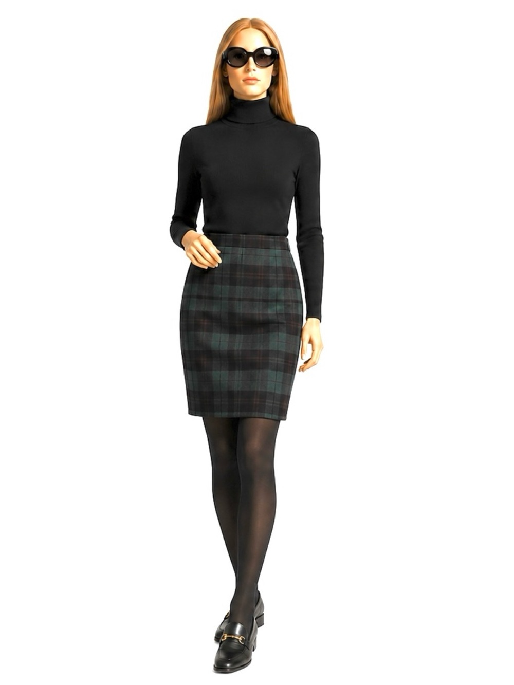J.Crew Tartan Plaid Pencil Skirt Size 6 Green Navy Preppy Classic Dark Academia - Picture 7 of 9